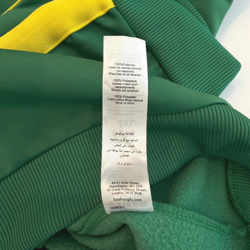 BoohooMAN OFCL Green Yellow Stripe Track Jacket Plus Size 4XL Full Zip Fleece - Picture 7 of 11